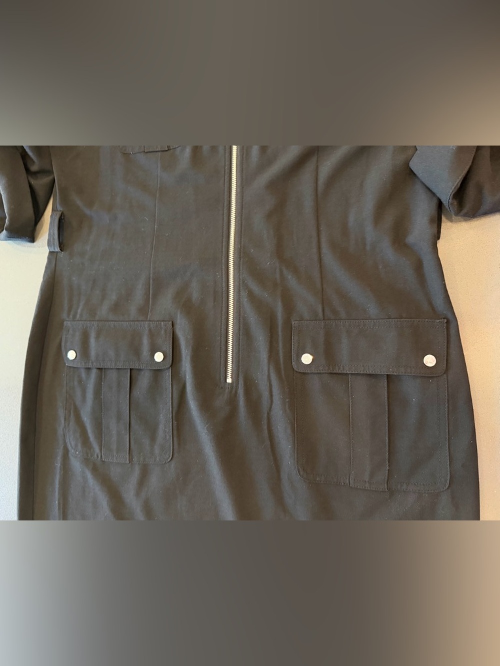 Michael Kors Roll Sleeve Black Shirt Dress Size Large EUC - Picture 4 of 8